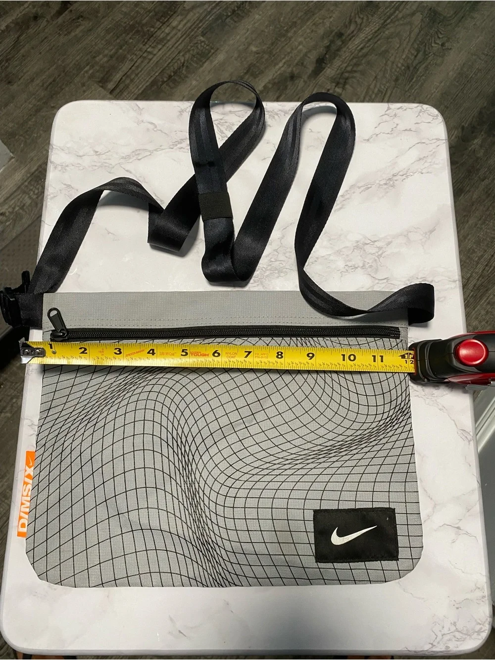 Nike Tech Crossbody Bag Gray Warped Grid Print Adjustable Sling Pouch NWOT